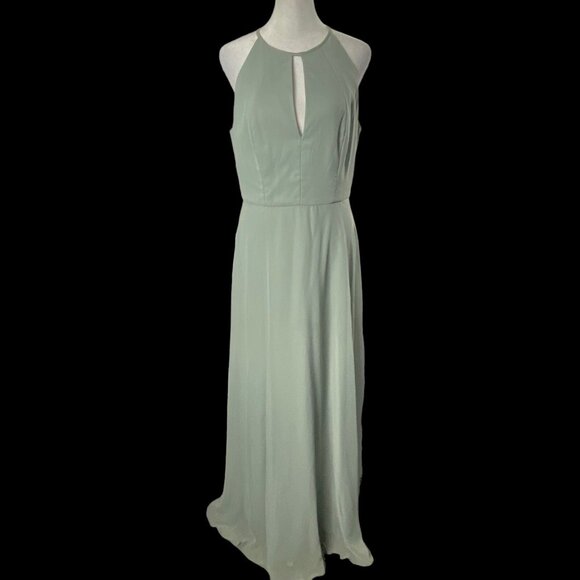 Vtg AFTER SIX Women Willow Chiffon Maxi Dress Sleeveless Sz 10R Green 1-36 - Picture 1 of 16